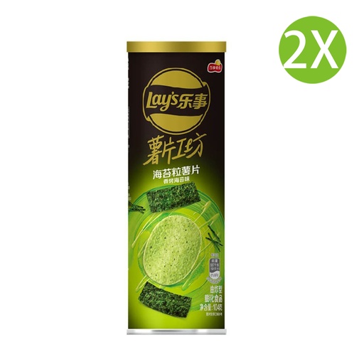 [Snack030x2] 2X 樂事 薯片工坊 海苔粒(香烤海苔味)(104g x 2)(罐裝)(包裝隨機) 