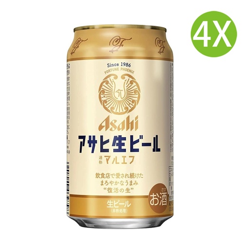[BE85x4] 4X 日本製 Asahi Maruefu 生啤酒 (350ml x 4) [1EG07] (包裝隨機)