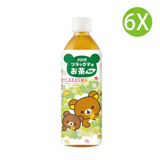 [DKc192x6] 6X 日本製 DyDo Rilakkuma 輕鬆熊的綠茶 (500ml x 6) [2766] (包裝隨機)