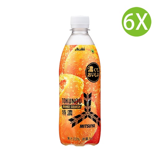 [DKc186x6] 6X 日本製 Asahi Mitsuya 三箭特濃 橙汁味 汽水(500ml x 6) [2CLS6] (包裝隨機)