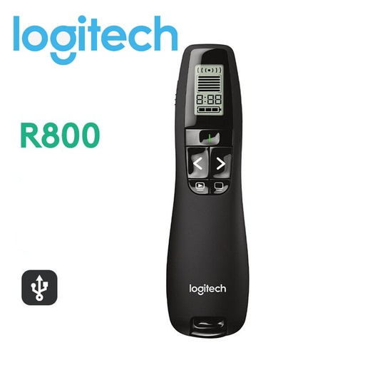 [Comp075] Logitech R800 雷射簡報遙控器 2.4GHZ WIRELESS PRESENTER 無綫翻頁筆 紅外線簡報遙控筆 30米/USB/綠色光 | 平行進口 (包裝隨機)