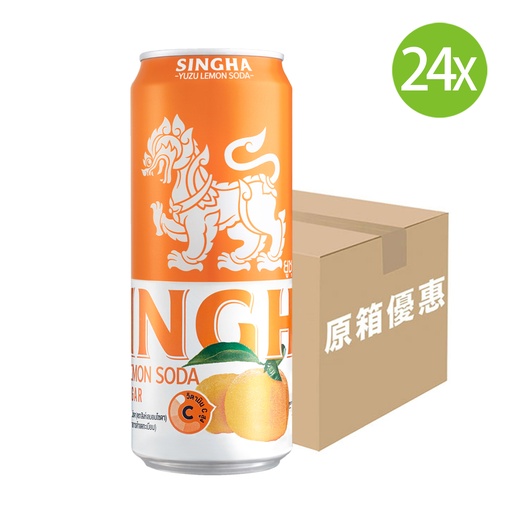 [DKc241] 24X 泰國勝獅 柚子檸檬味梳打水 無糖 零卡路里蘇打水 (330ml x 24) [橙] [原箱] (包裝隨機) 